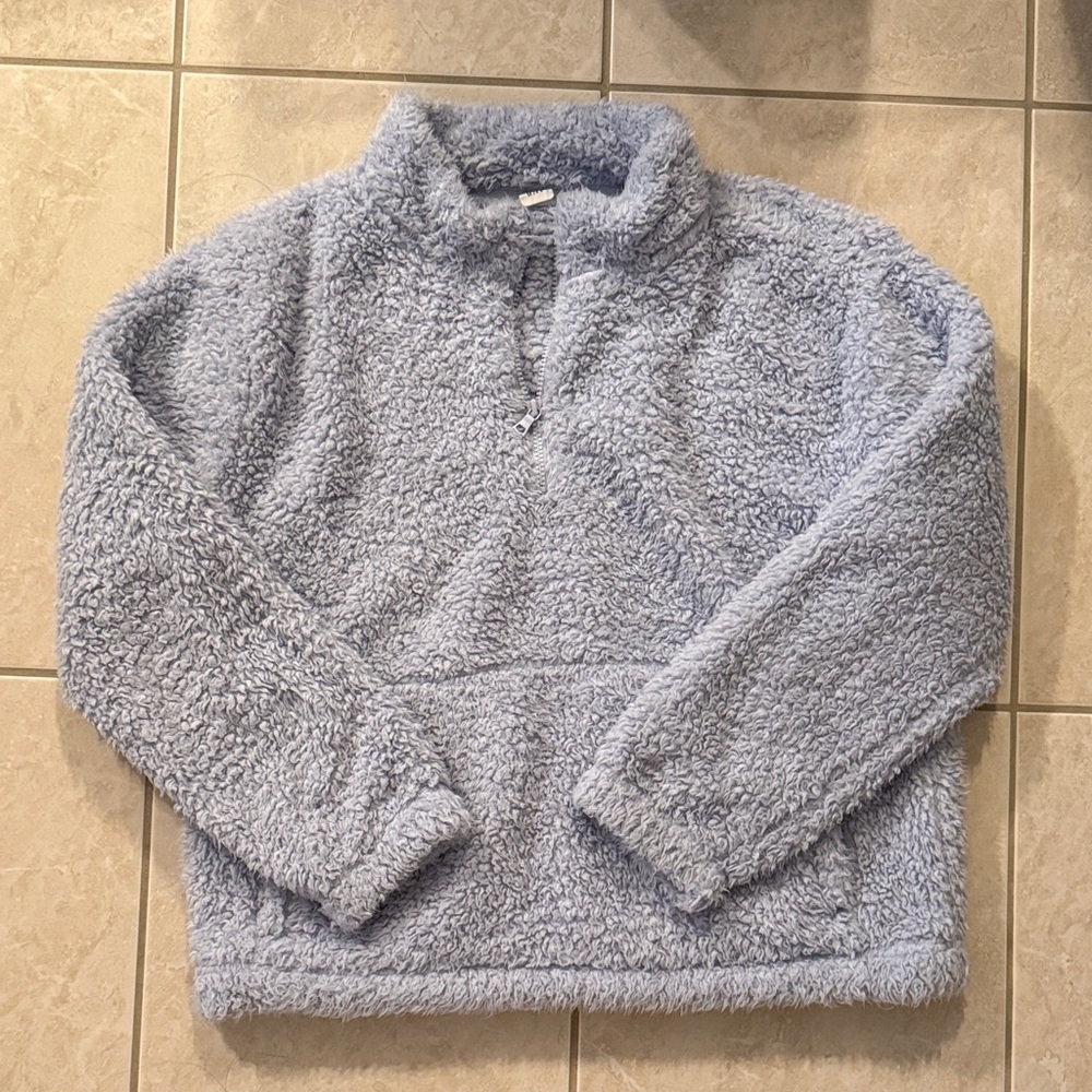 Gap Sherpa Fleece Quarter Zip Fluffy Purple